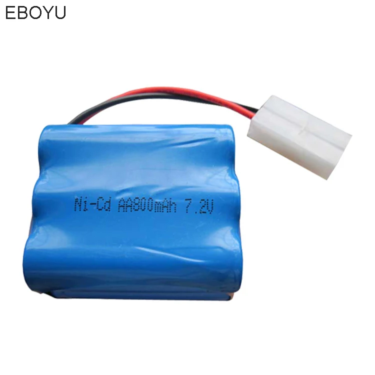 EBOYU 7.2V 800mAh Ni-cd Rechargeable AA Battery Pack KET 2P Plug for HengTai 3827 2879 3832 RC Boat & Similar Remote Control Toy