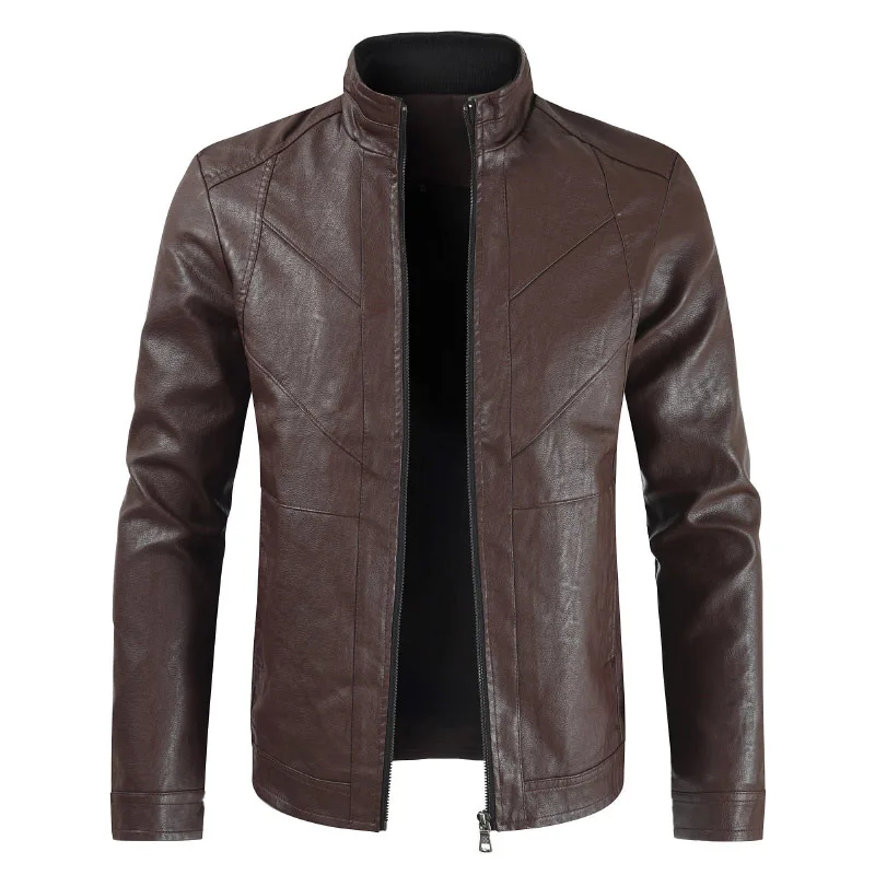 Men Leather Jacket Spring Men\'s Casual Stand collar Motorcycle PU Leather Jacket Coat Outerwear Male clothes jaqueta de couro