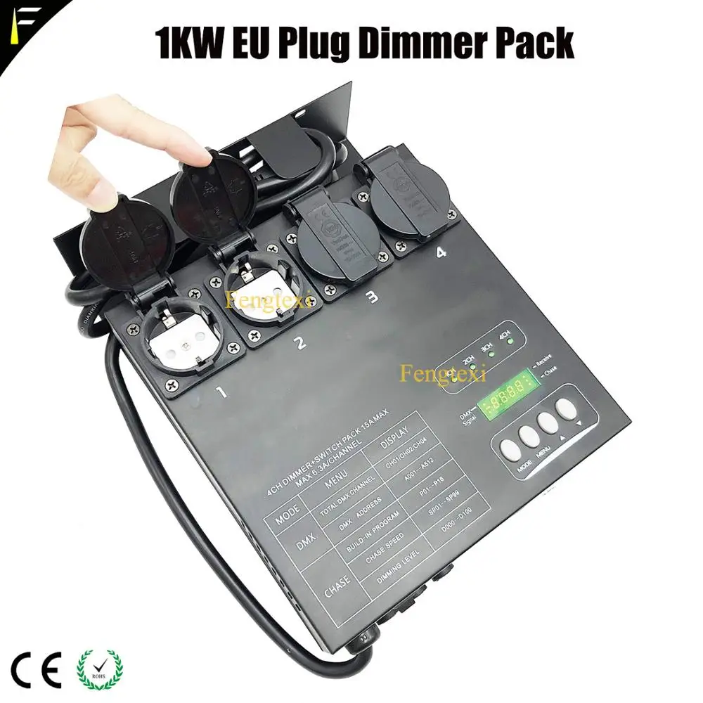 Stage Light Fixtures 4 Channel DMX Dimmer Pack Dimming Controller Adjustable Lighting Speed Dim or Switch Mode