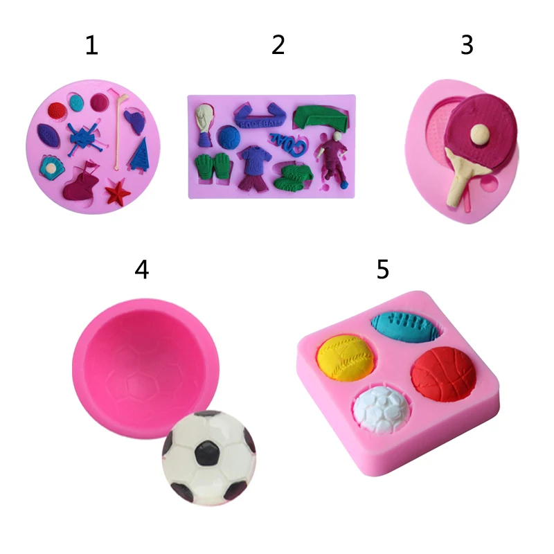 Sports Football shape Half Ball Silicone Fondant Soap 3D Cake Mold Cupcake Jelly Candy Chocolate Decoration Baking Tool