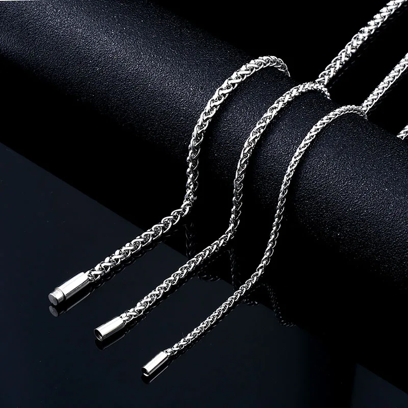 Beier 3mm/4mm/5mm/6mm Width 316L Stainless Steel Men Boy Spiga Plait / Popcorn Necklace Keel Chain Silver Color BN1074