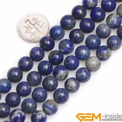 8mm 10mm Round Natural Blue Lapis Lazuli Stone Gem stone Semi Precious Beads Loose Bead For Jewelry Making Strand 15 Inch