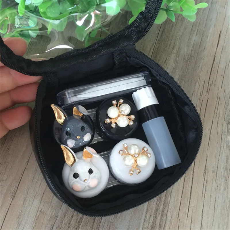 XZJJA 2017 Women Contact Lenses Storage Box Cartoon Rabbit Contact lens Box Eyes Care Kit Holder Travel Washer Cleaner Container