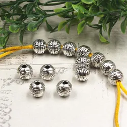 30pcs/lot Handmade Bracelet Beads Accessories 7mm Round Tibetan Silver Spacer Beads Beading Jewelry Making Decoration Charms