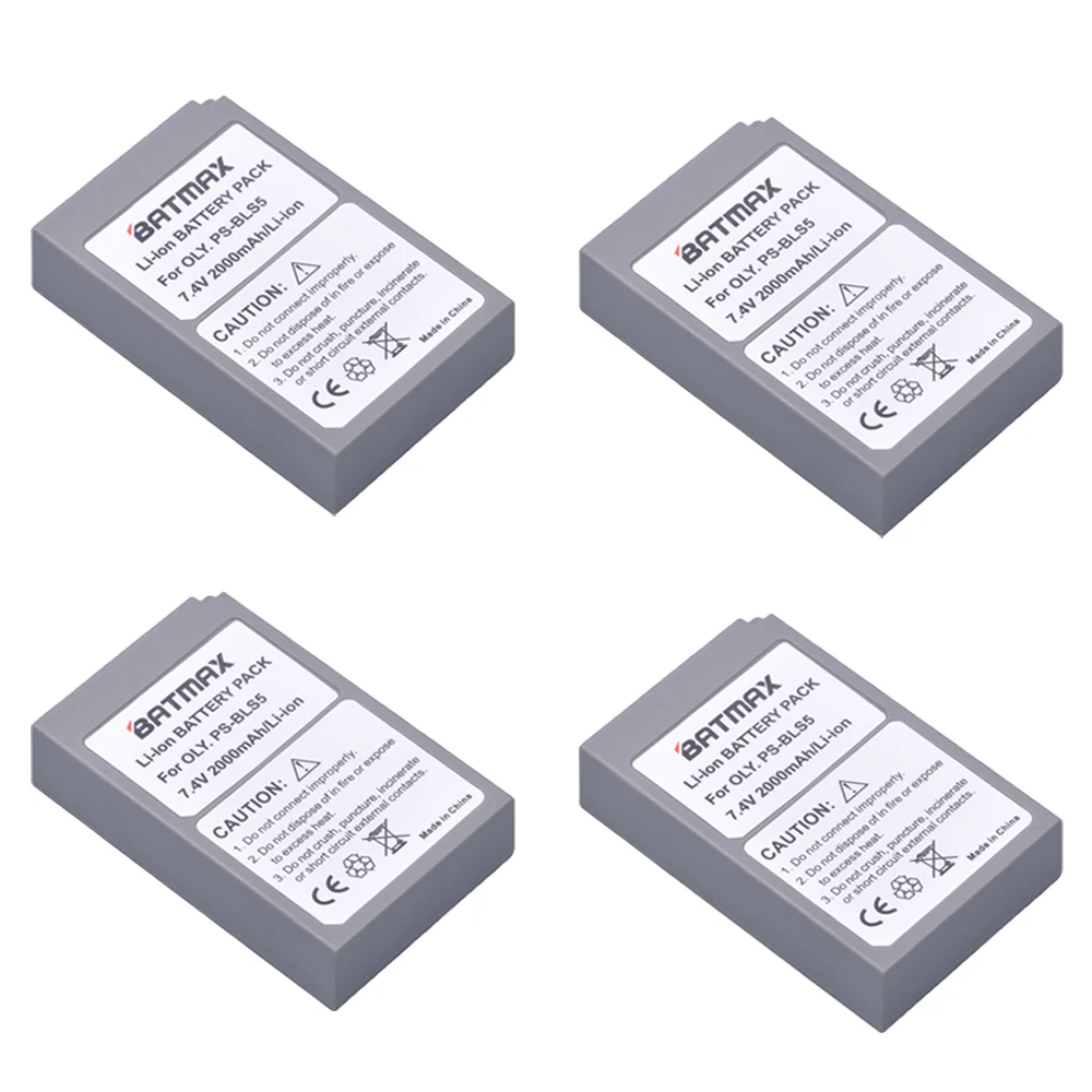 4pcs PS-BLS5 BLS-5 BLS5 BLS-50 BLS50 Battery+LCD Charger for Olympus PEN E-PL2,E-PL5,E-PL6,E-PL7,OM-D E-M10, E-M10 II, Stylus1