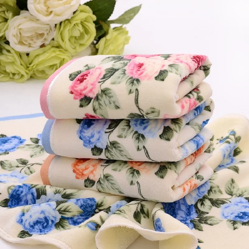 Pretty Peony Floral Bathroom Face Towel 100%cotton Soft Water Beach Towel 34*76cm Home Textile