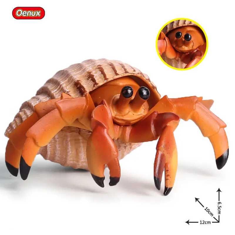 Oenux Ocean Animals Simulation Hermit Crab Sea Life Animal Model Figurines Crab Action Figures Collection Toys For Kids Gift