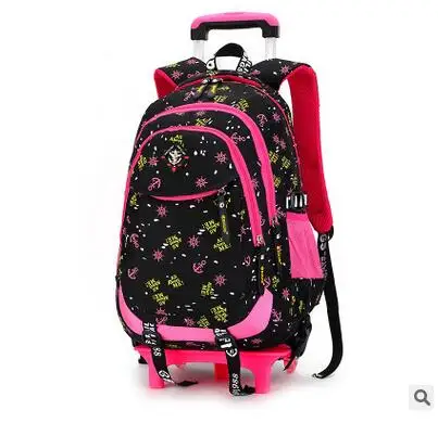 ZIRANYU School Rolling backpack Travel luggage Trolley School bag On wheels Girl\'s Trolley School backpack wheeled bag for girl