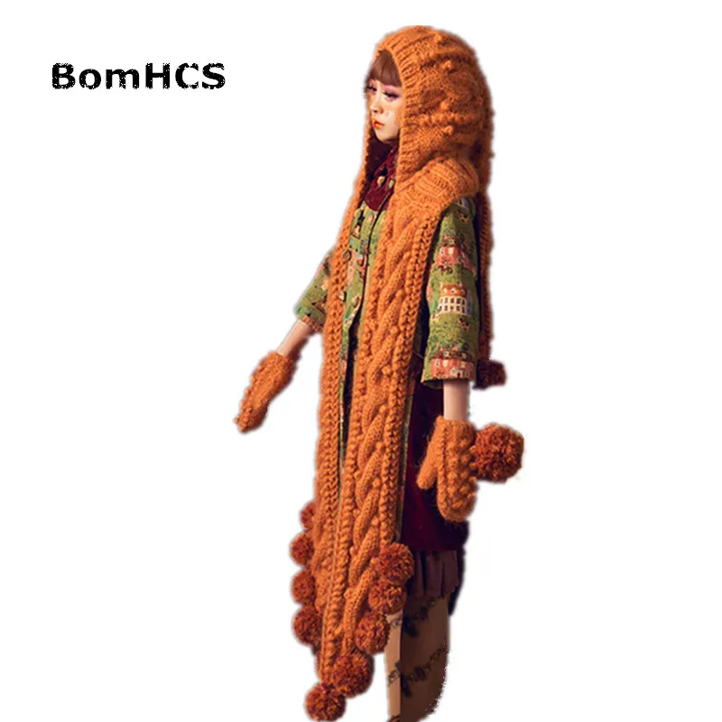 BomHCS Sweet Beautiful Spirit Lady's Hat with Scarf Cute Handmade Knitted Beanie Neckerchief