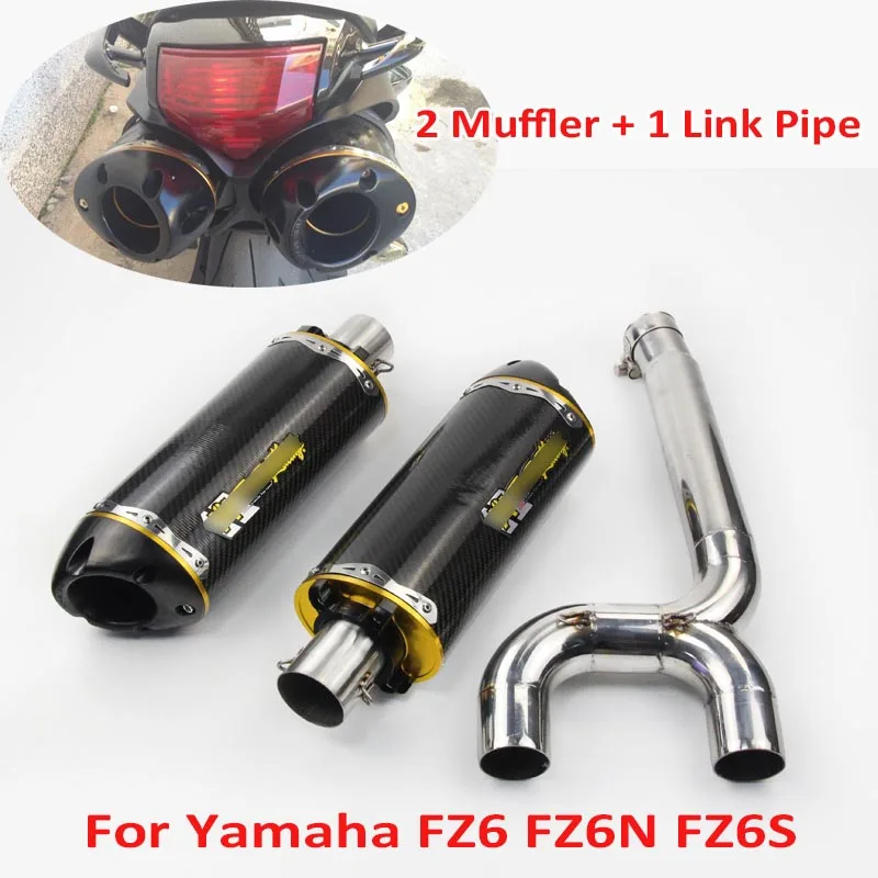 FZ6 FZ6S FZ6N Motorcycle Carbon Fiber Exhaust Muffler Connecter Middle Pipe Full System Slip on for Yamaha FZ-6N FZ-6S FZ6