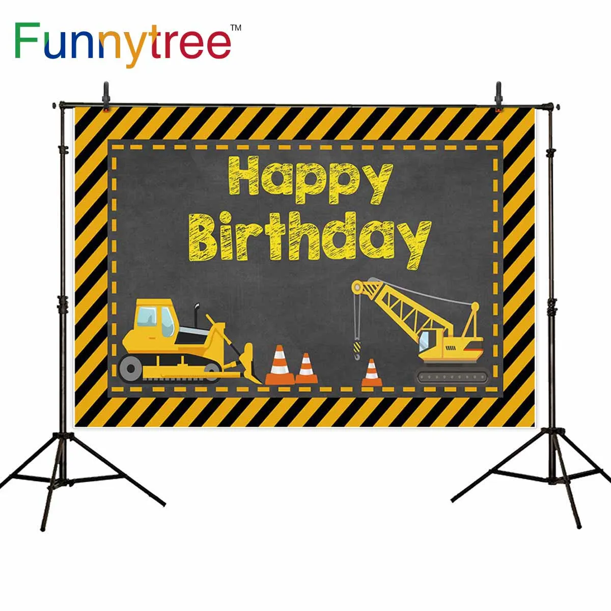 Funnytree photo background studio fabric photography chalk Building Construction birthday children backdrop photocall photophone