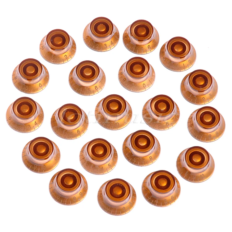 20 Pack Top Hat Amber Guitar Speed Knobs for Electric Guitar Replacement