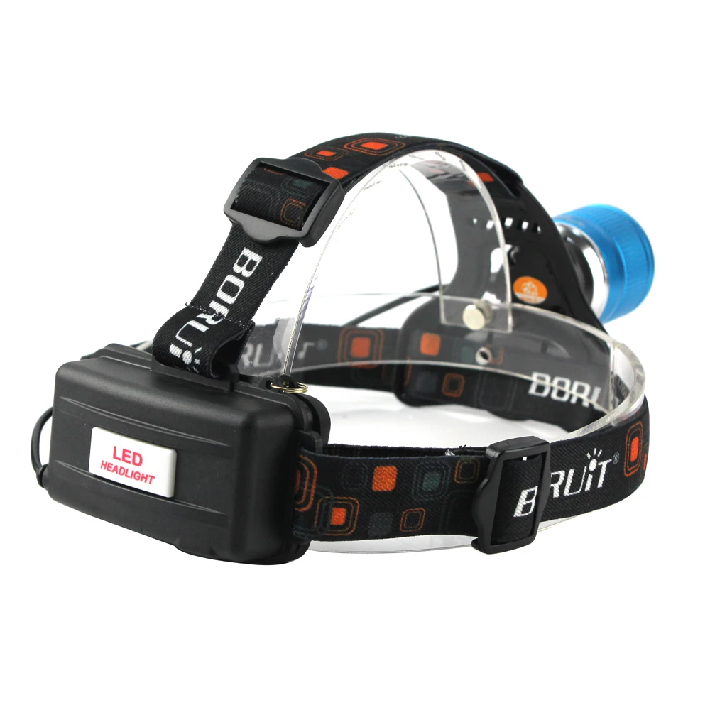 BORUiT RJ-2800 LED Powerful Headlamp 1000LM 3-Mode Zoom Headlight Recharheable 18650 Waterproof Head Torch for Camping