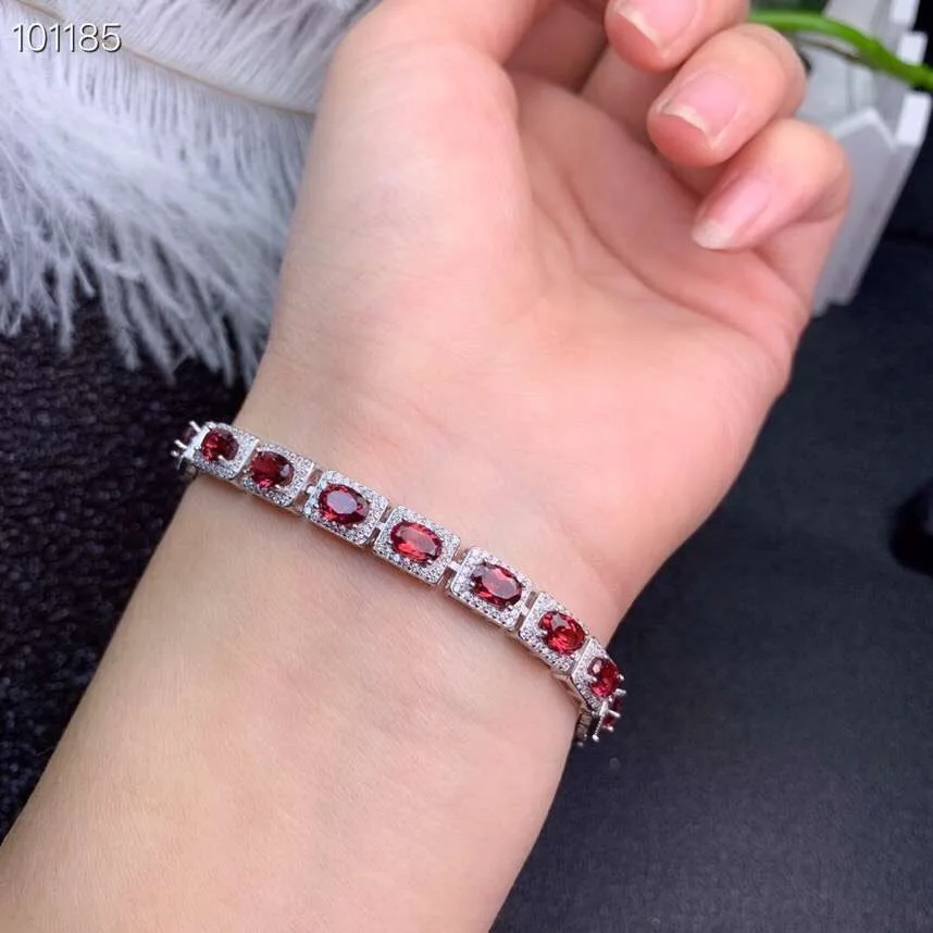 

elegant shinning red garnet gem bracelet for women jewelry 100% natural garnet 925 sterling silver many particles party ornament