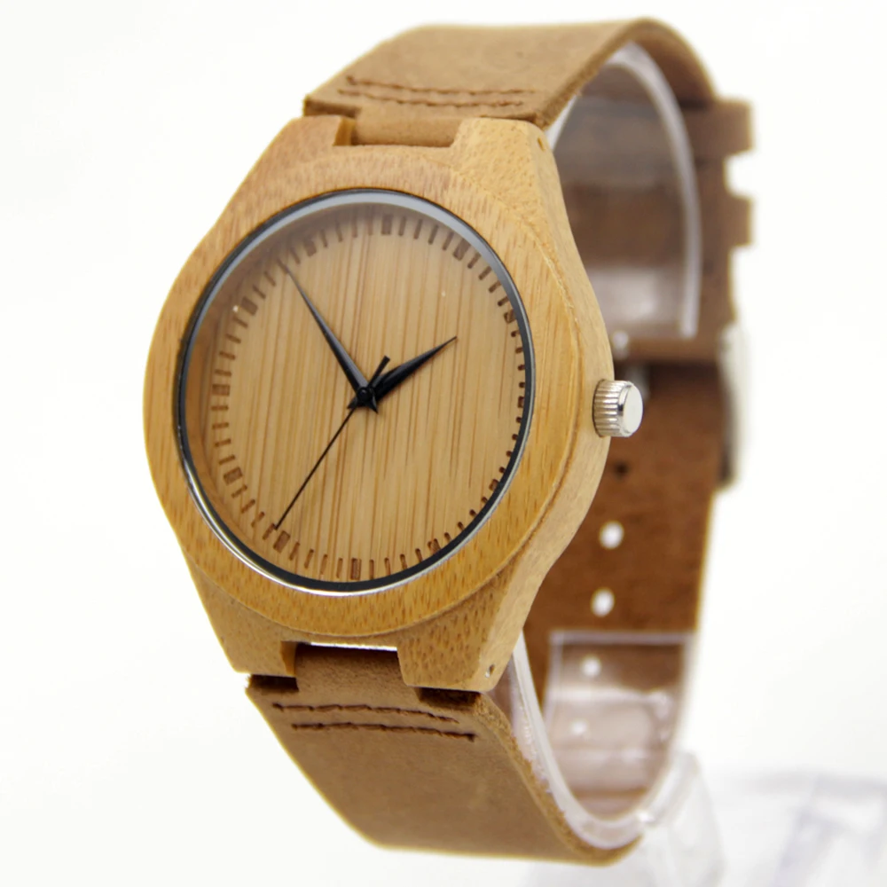 New arrival japanese miyota 2035 movement wristwatches genuine leather bamboo wooden watches for men and women christmas Gifts