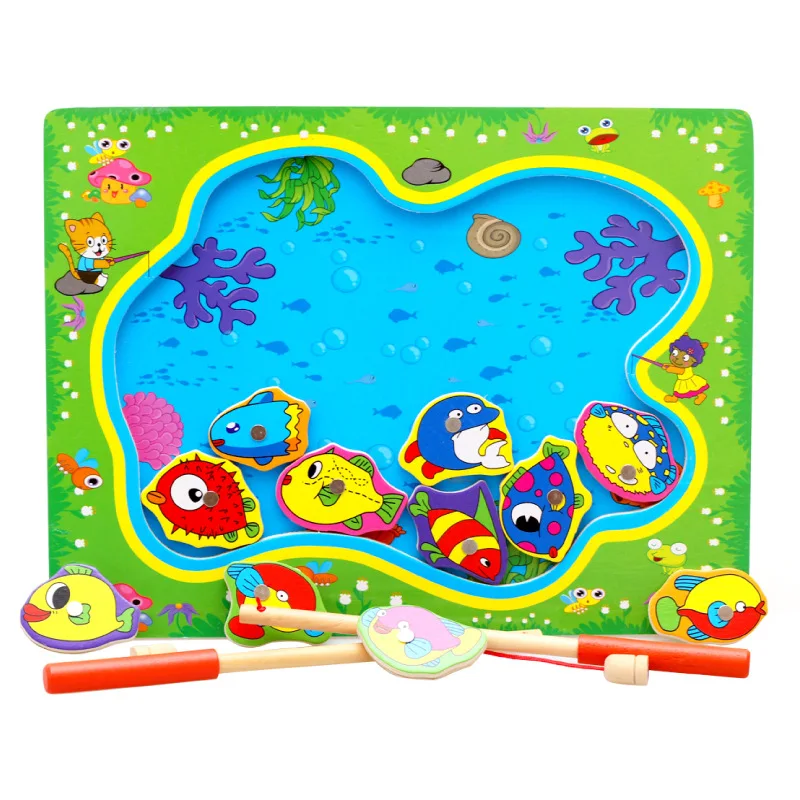 New Puzzle Magnetic Fishing Children Fishing Baby Toys Wooden Educational Early Childhood Learning Magnetic Fish Toy