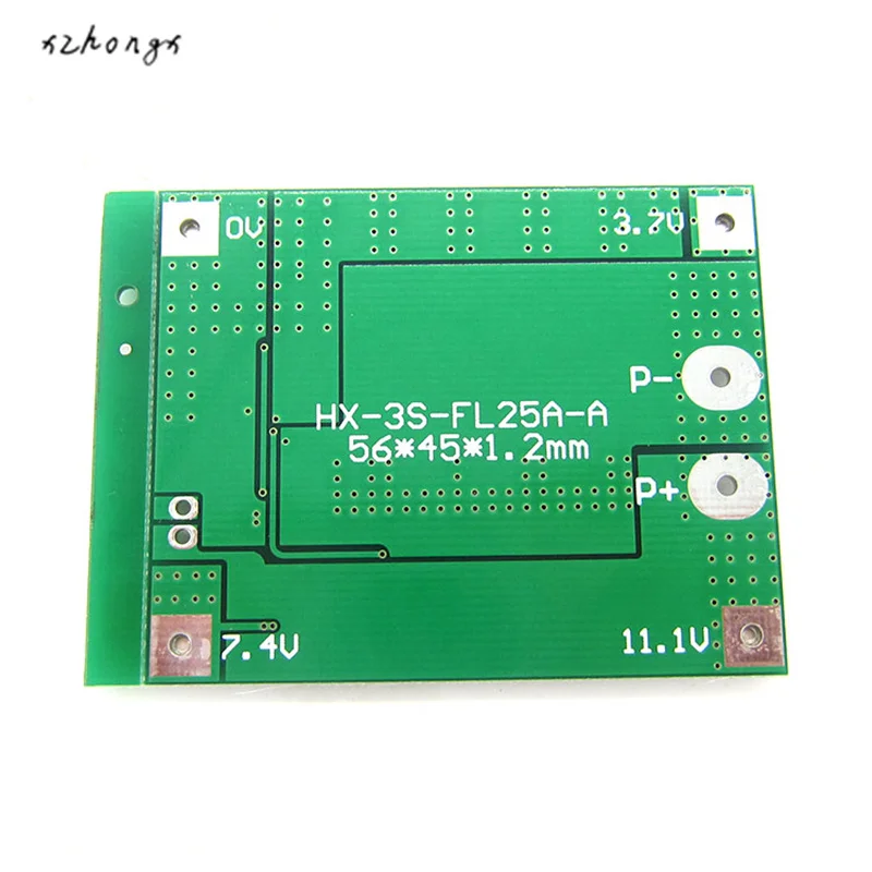 Placa de proteção de bateria de lítio 3s, 25a, 18650 bms, pcm para bateria de íon de lítio, módulo de célula de tipo lipo