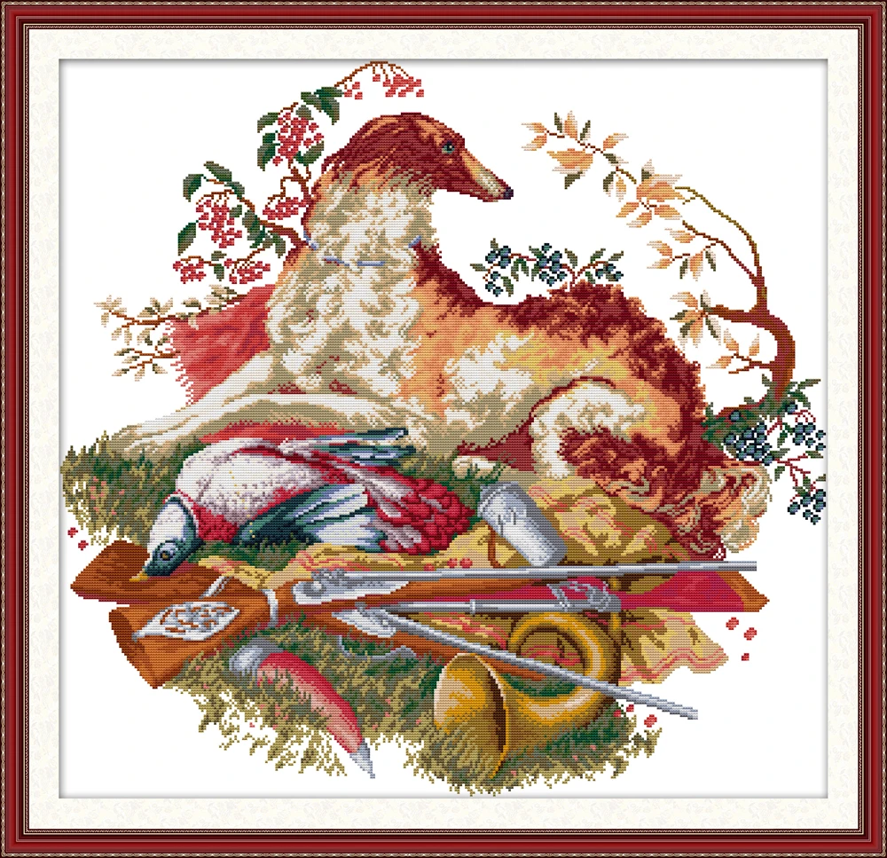 Hunting dog cross stitch kit aida 14ct 11ct count print canvas cross stitches stitching kits needlework embroidery DIY handmade