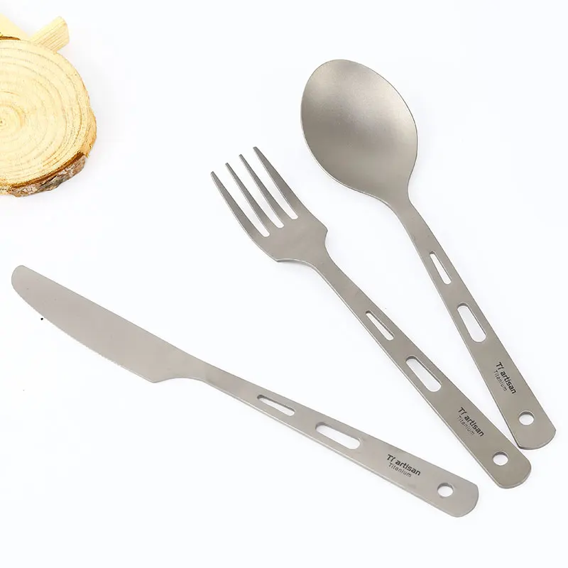 Tiartisan kitchen accessories Pure Titanium Cutlery set Spoon Fork Knife Home Kitchen Titanium Ultralight Dinner Flatware set