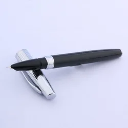 High quality brand Baoer 100 Finance Nib Fountain Pen Black Lacquered Silver Stripe Business Office school supplies Writing