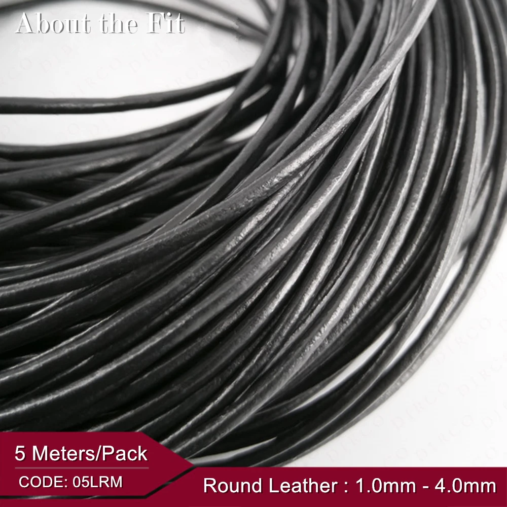 Genuine Leather Cord 1.0mm-4.0mm 5M/roll Necklace Bracelet Accessories Round Rope Craft Beading Lace Findings For Jewelry Making