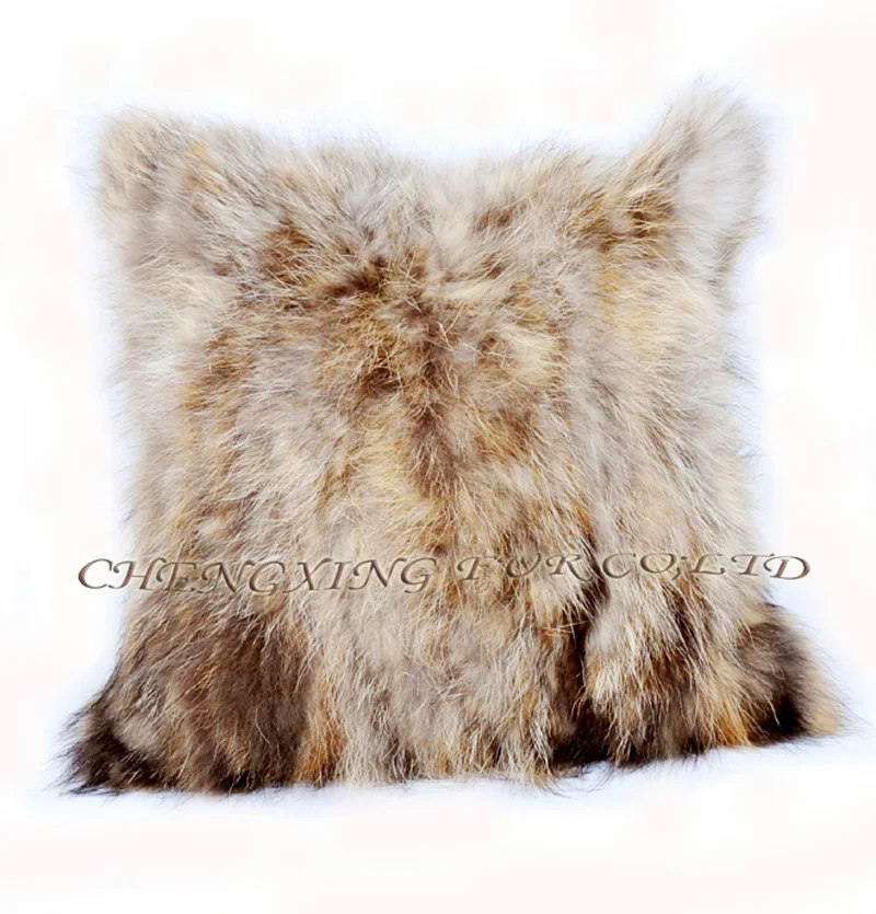 

Free Shipping CX-D-71A 50X50cm Natural Color Winter Fashion Raccoon Fur Cute Pillow Case