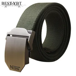 Ceinture tactique YBT unisexe pour hommes, qualité supérieure, 4 mm d'épaisseur, 3.8 cm de large, ceinture en toile décontractée, boucle automatique en alliage pour l'extérieur