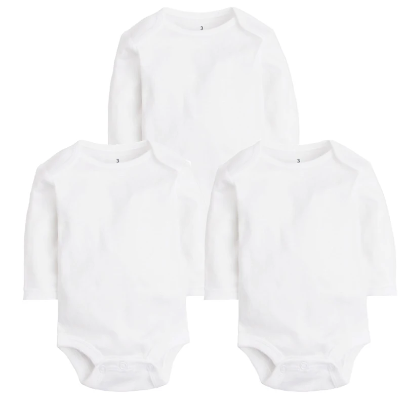 

3PCS/LOT 2021 Top Quality Cotton Baby Rompers Long Sleeve White Color Baby Costume Newborn Boys&Girls Summer bebe Baby Clothes