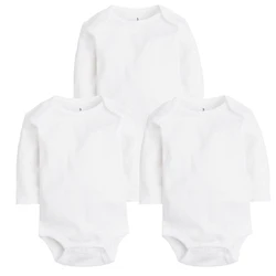 3 sztuk/partia 2021 Top Quality Cotton Baby pajacyki z długim rękawem biały kolor kostium dla dzieci noworodka chłopców i dziewcząt lato bebe ubranka dla dzieci