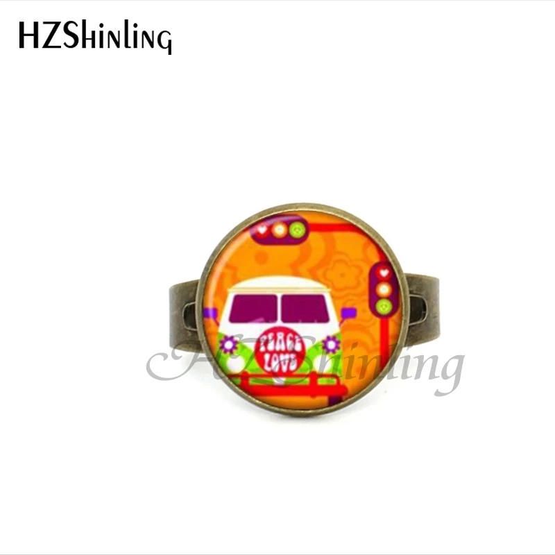 2017 New Style Hippie Peace Adjustable Ring Imagine Peace Jewelry Glass Dome Ring Gifts For Girl Bronze Ring image 2
