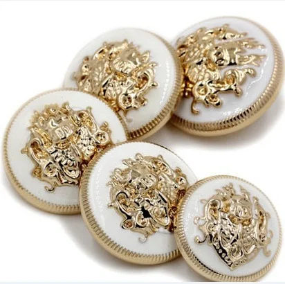 200Pcs/lot 15mm round coat button animal skirt button zinc alloy plated white clothes accessory lion metal button for coat