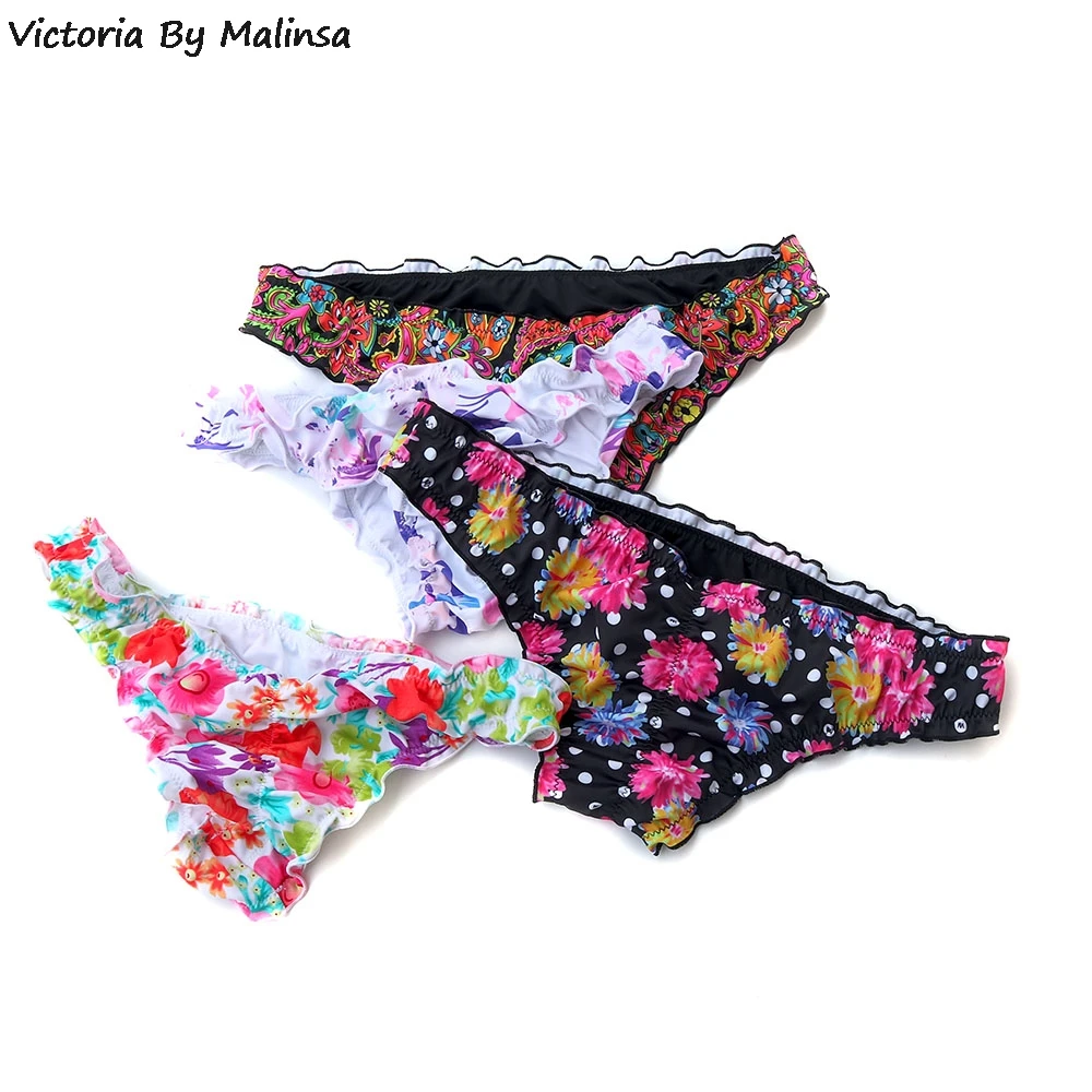 Bikini Bottoms Sexy Secret Cheeky Printing G-string Swimwear Biquini  Bikinis Swim Suit Women Brazilian Bikini Thong Bottom