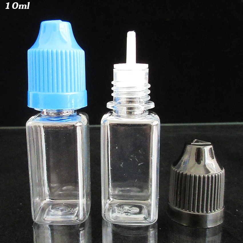 

1000pcs 10ML square Dropper Bottle,clear e liquid bottle,empty oil packing bottle ,needle long thin tip,childproof cap