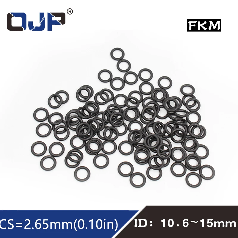 

10PCS/lot Fluorine rubber Ring Black FKM O ring Seal CS 2.65mm ID10.6/11.2/11.8/12.5/13.2/14/15mm Rubber O-Ring Seal Ring Gasket