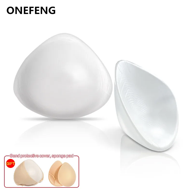 ONEFENG VDTR Triangular Silicone Fake Breast for Mastectomy Breast Cancer Woman Backside Deep Concave False Artificial Boobs