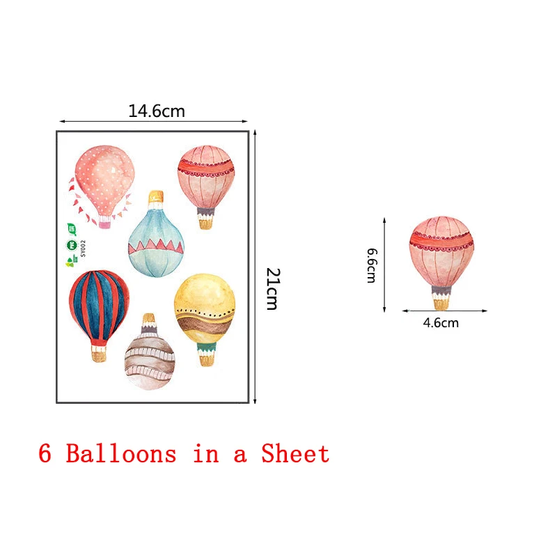 Colourful Hot Air Balloons Wall Stickers For Store Office Home Decoration Pvc Mural Art Diy Birthday Party Wall Decals