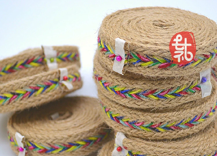 Favourite zakka new Natural COLOR Jute Rope wide 2.5cmX10M rope hollow wave lace handmade lace accessories DIY material