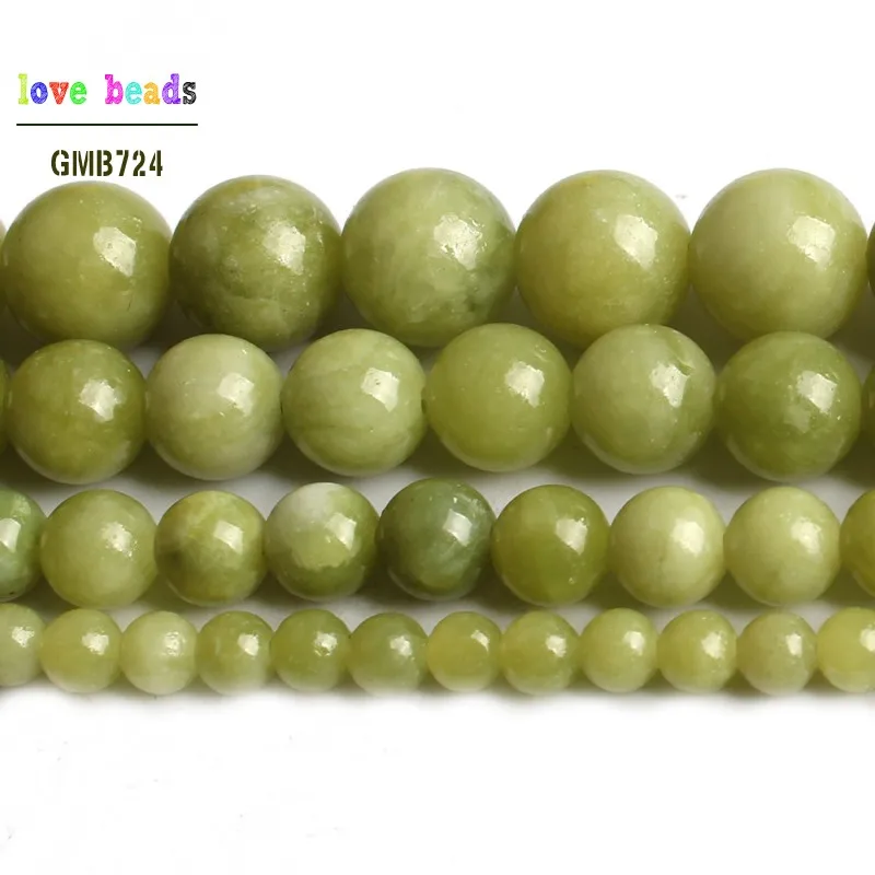 Natural Chinese Green Jades Stone Bead Round Beads for Jewelry Making 15\'\' Strand DIY Bracelet 4mm 6mm 8mm 10mm