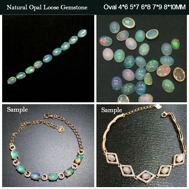 CSJ 100% Genuine Natural Opal Loose Gemstone Oval Cut for Diy Jewelry 925 Silver Gold Fine Cutting Gem