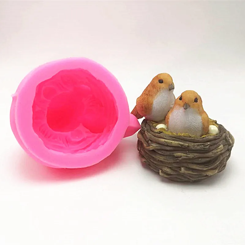 Silicone Mould 3D Creative Outdoor Garden Bird Cute Bird Nest Handmade Soap Mould DIY Chocolate Cake Decorating Tool Food Mould