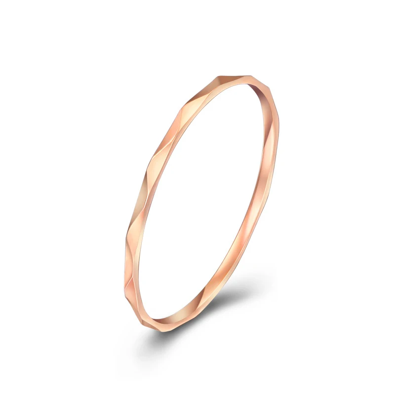 

New Arrival 18K Rose Gold Ring Women AU750 Gold Shiny Wedding Ring Band P6116