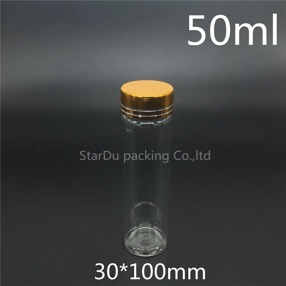 

Free Shipping 480pcs 30*100mm 50ml Screw Neck Glass Bottle With Gold Cap For Vinegar Or alcohol,carft/storage Candy Bottles