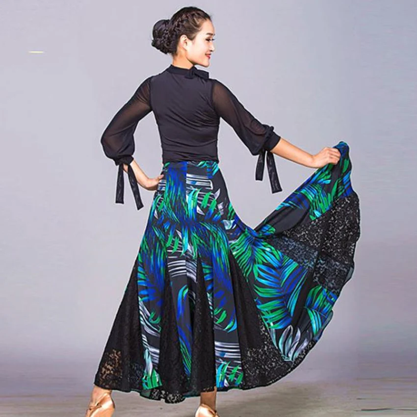 Vestidos espanhol para dança de baile, vestido feminino para dança de salão valsa, roupa de dança moderna para top e saia