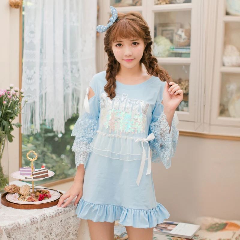

Princess sweet lolita Candy Rain Japanese sweet soft sister princess sleeves lace wrist casual and fashion dress C22AB7132