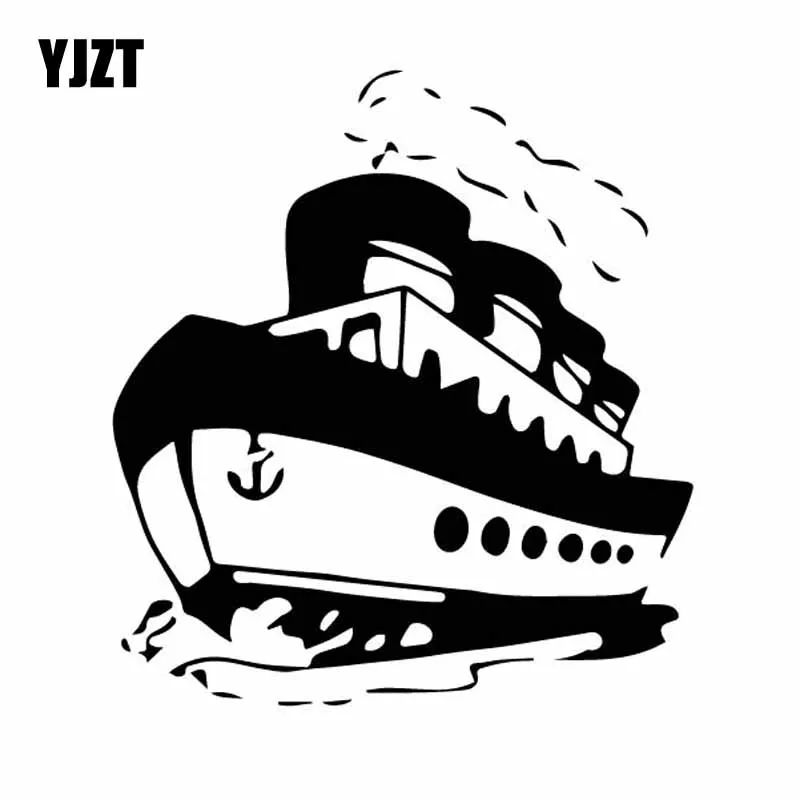 YJZT 14.8CM*16.2CM Ship Sea Ocean Anchor Immersion Water Smoke Sailor Vinly Decal Decor Art Car Sticker Black/Silver C27-0400