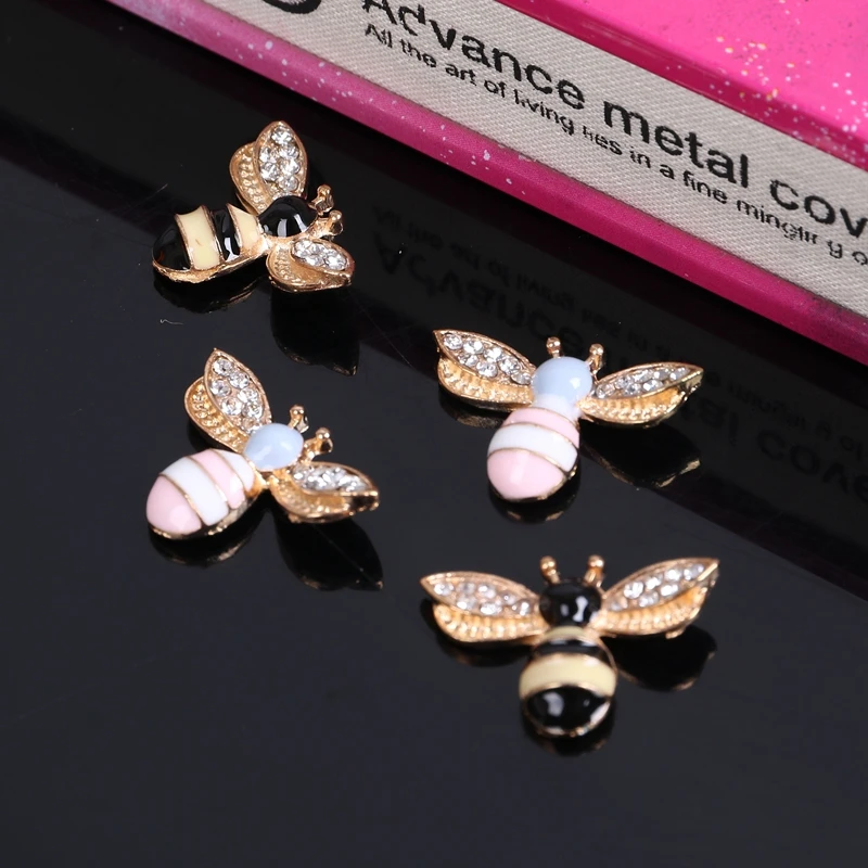 2016New 100pcs Animals Bees Rhinestone Button for DIY Hair and Bags or Shoes Button Accessories ZJ159