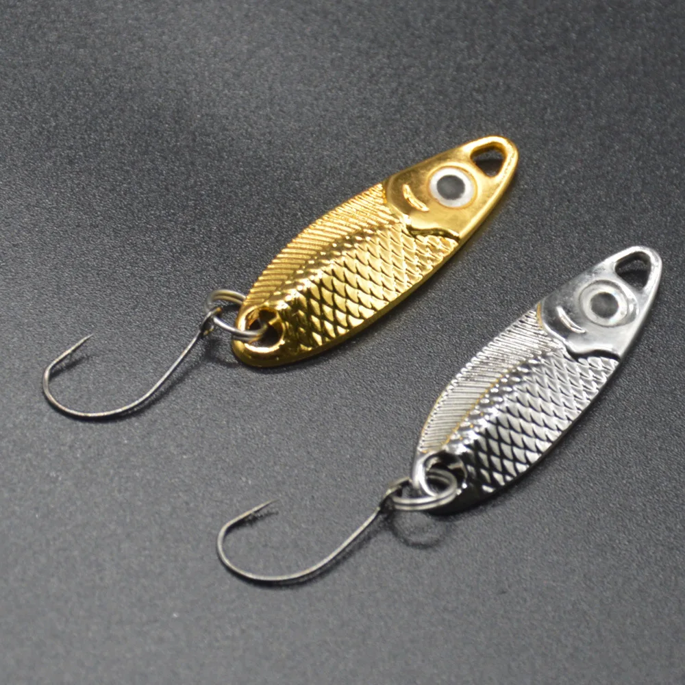 Fishing Micro Spoon Lure 1.5/2.5/3.5/5g Salmo Artificial Lure Metal Jigs Hard Bait Single Barbed Hook Lot 2 Pieces