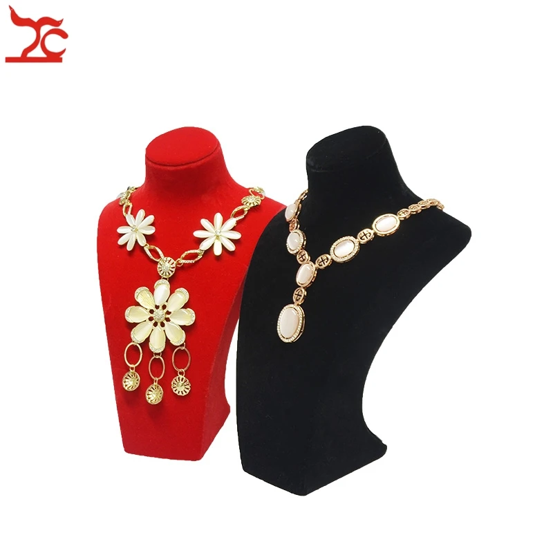 High Quality Resin Mannequin Jewelry Pearl Chain Pendant Display Bust Velvet Gold Necklace Organizer Exhibitor Hold Stand Chest