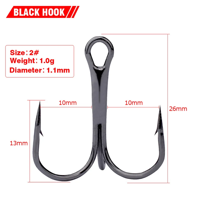 5pcs / lot VMC 3 x strong high carbon steel triple fishing hook type in size 2 # 4 # 6 # 8 # 10 # 12 # 14 #