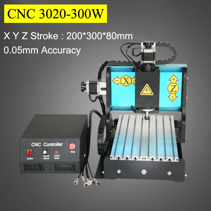 

3Axis CNC Router 300W Spindle Motor 3020 Mach3 Parallel Port AC220V Engraving Machine PVC Acrylic Plastic Wood Carving